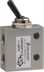 PRO-SOURCE - 1/8" NPT 3 Way, 2 Position Mini Mechanical Valve - 0.298 CV Rate, 7 CFM, 127.98 Max psi, Toggle/Manual Actuator - Eagle Tool & Supply