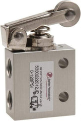 Value Collection - 1/8" NPT 3 Way, 2 Position Mini Mechanical Valve - 0.298 CV Rate, 7 CFM, 127.98 Max psi, Roller Lever/Spring Actuator - Eagle Tool & Supply