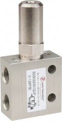 PRO-SOURCE - 1/8" NPT 3 Way, 2 Position Mini Mechanical Valve - 0.298 CV Rate, 7 CFM, 127.98 Max psi, Air Pilot/Spring Actuator - Eagle Tool & Supply