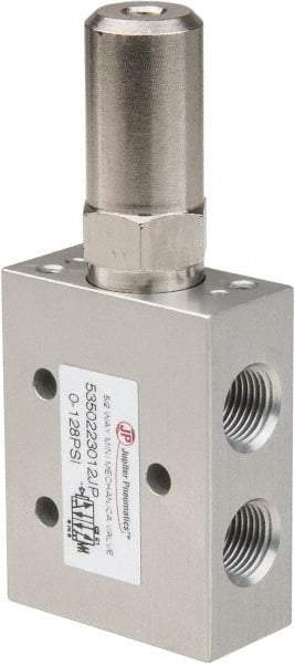 PRO-SOURCE - 1/8" NPT 5-Way, 2 Position Mini Mechanical Valve - 0.34 CV Rate, 9 CFM, 127.98 Max psi, Air Pilot/Spring Actuator - Eagle Tool & Supply