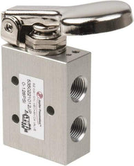 PRO-SOURCE - 1/8" NPT 5 Way, 2 Position Mini Mechanical Valve - 0.34 CV Rate, 9 CFM, 127.98 Max psi, Finger Button/Spring Actuator - Eagle Tool & Supply