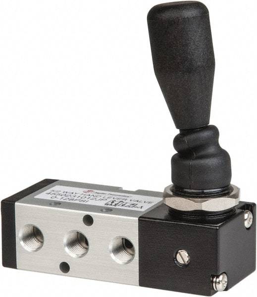 PRO-SOURCE - 1/8" NPT Manual Mechanical Valve - 5-Way, 2 Position, Lever, 0.98 CV Rate & 127.98 Max psi - Eagle Tool & Supply