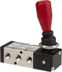 PRO-SOURCE - 1/8" NPT Manual Mechanical Valve - 5-Way, 2 Position, Lever/Spring, 0.98 CV Rate & 127.98 Max psi - Eagle Tool & Supply
