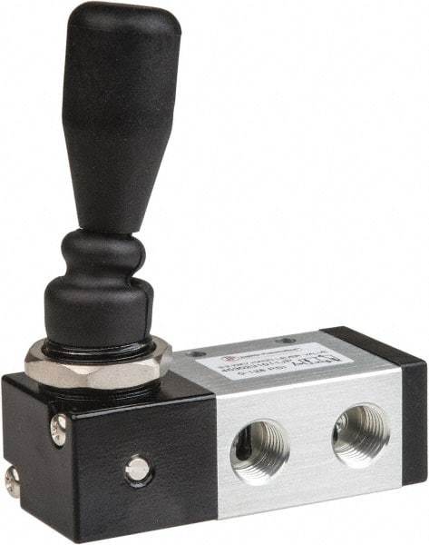 PRO-SOURCE - 1/4" NPT Manual Mechanical Valve - 3 Way, 2 Position, Lever/Detent, 0.98 CV Rate & 127.98 Max psi - Eagle Tool & Supply