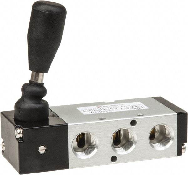PRO-SOURCE - 3/8" NPT Manual Mechanical Valve - 5-Way, 3 Position, Lever/Detent, 1.9 CV Rate & 127.98 Max psi - Eagle Tool & Supply