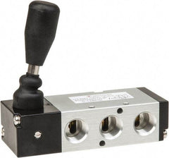 PRO-SOURCE - 3/8" NPT Manual Mechanical Valve - 5-Way, 3 Position, Lever/Detent, 1.9 CV Rate & 127.98 Max psi - Eagle Tool & Supply