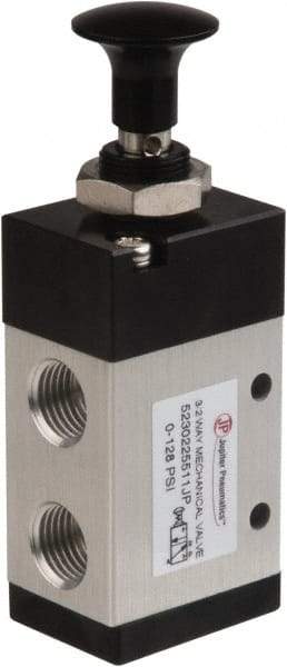 PRO-SOURCE - 1/4" NPT Mechanically Operated Air Valve - 3 Way, 2 Position, Push-Pull/Manual, 0.98 CV Rate & 127.98 Max psi - Eagle Tool & Supply