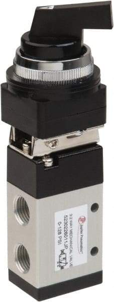 PRO-SOURCE - 1/4" NPT Mechanically Operated Air Valve - 3 Way, 2 Position, Long Selector/Manual, 0.98 CV Rate & 127.98 Max psi - Eagle Tool & Supply