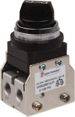 Value Collection - 1/8" NPT Mechanically Operated Air Valve - 3 Way, 2 Position, Two Stack Selector/Manual, 0.76 CV Rate & 127.98 Max psi - Eagle Tool & Supply