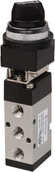 PRO-SOURCE - 1/8" NPT Mechanically Operated Air Valve - 5-Way, 2 Position, Selector/Manual, 0.76 CV Rate & 127.98 Max psi - Eagle Tool & Supply