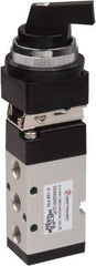 Value Collection - 1/8" NPT Mechanically Operated Air Valve - 5-Way, 2 Position, Long Selector/Manual, 0.76 CV Rate & 127.98 Max psi - Eagle Tool & Supply