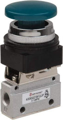 PRO-SOURCE - 1/8" NPT Mechanically Operated Air Valve - 3 Way, 2 Position, Palm Button/Spring, 0.1 CV Rate & 127.98 Max psi - Eagle Tool & Supply