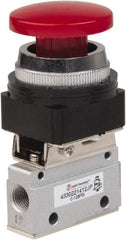 PRO-SOURCE - 1/8" NPT Mechanically Operated Air Valve - 3 Way, 2 Position, Palm Button/Spring, 0.1 CV Rate & 127.98 Max psi - Eagle Tool & Supply