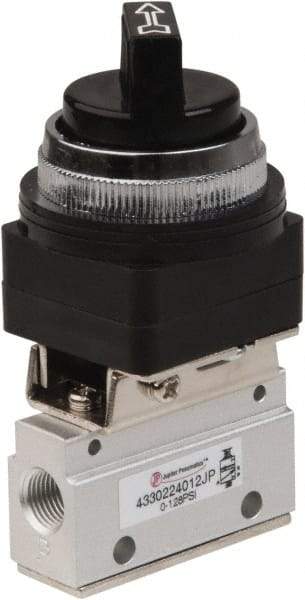 PRO-SOURCE - 1/8" NPT Mechanically Operated Air Valve - 3 Way, 2 Position, Selector/Manual, 0.1 CV Rate & 127.98 Max psi - Eagle Tool & Supply