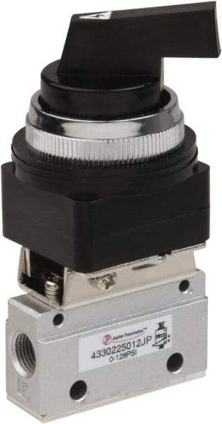 PRO-SOURCE - 1/8" NPT Mechanically Operated Air Valve - 3 Way, 2 Position, Long Selector/Manual, 0.1 CV Rate & 127.98 Max psi - Eagle Tool & Supply