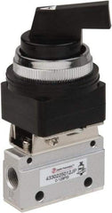 PRO-SOURCE - 1/8" NPT Mechanically Operated Air Valve - 3 Way, 2 Position, Long Selector/Manual, 0.1 CV Rate & 127.98 Max psi - Eagle Tool & Supply