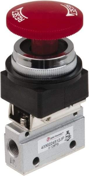 PRO-SOURCE - 1/8" NPT Mechanically Operated Air Valve - 3 Way, 2 Position, Palm Button/Manual, 0.1 CV Rate & 127.98 Max psi - Eagle Tool & Supply