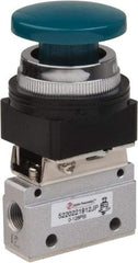 PRO-SOURCE - 1/8" NPT Mechanically Operated Air Valve - 2-Way, 2 Position, Palm Button/Spring, 0.1 CV Rate & 127.98 Max psi - Eagle Tool & Supply