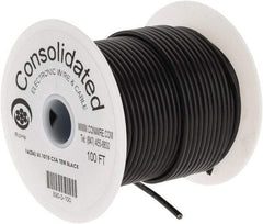 Made in USA - 16 AWG, 26 Strand, 100' OAL, Tinned Copper Hook Up Wire - Black PVC Jacket, 0.117" Diam - Eagle Tool & Supply