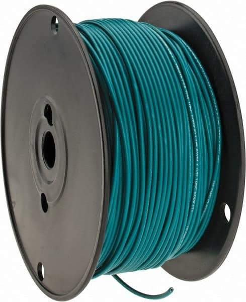 Made in USA - 18 AWG, 16 Strand, 500' OAL, Tinned Copper Hook Up Wire - Green PVC Jacket, 0.106" Diam - Eagle Tool & Supply