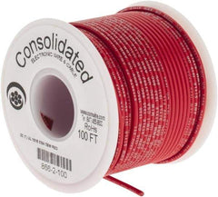 Made in USA - 22 AWG, 7 Strand, 100' OAL, Tinned Copper Hook Up Wire - Red PVC Jacket, 0.091" Diam - Eagle Tool & Supply