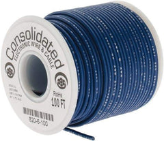 Made in USA - 20 AWG, 10 Strand, 100' OAL, Tinned Copper Hook Up Wire - Blue PVC Jacket, 0.07" Diam - Eagle Tool & Supply