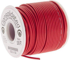 Made in USA - 20 AWG, 10 Strand, 100' OAL, Tinned Copper Hook Up Wire - Red PVC Jacket, 0.07" Diam - Eagle Tool & Supply