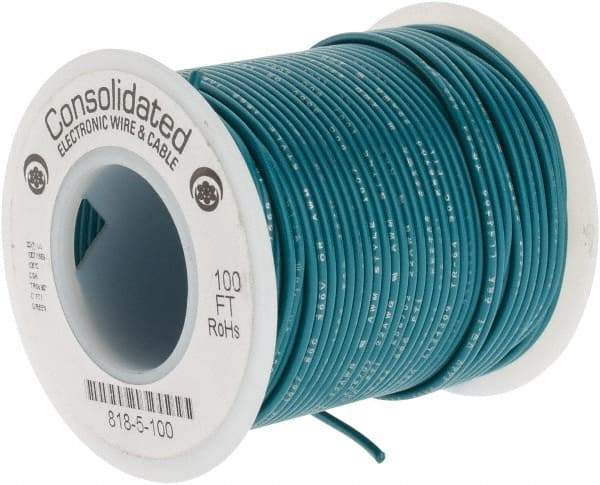 Made in USA - 22 AWG, 7 Strand, 100' OAL, Tinned Copper Hook Up Wire - Green PVC Jacket, 0.062" Diam - Eagle Tool & Supply