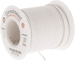 Made in USA - 24 AWG, 7 Strand, 100' OAL, Tinned Copper Hook Up Wire - White PVC Jacket, 0.056" Diam - Eagle Tool & Supply