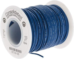 Made in USA - 24 AWG, 7 Strand, 100' OAL, Tinned Copper Hook Up Wire - Blue PVC Jacket, 0.056" Diam - Eagle Tool & Supply