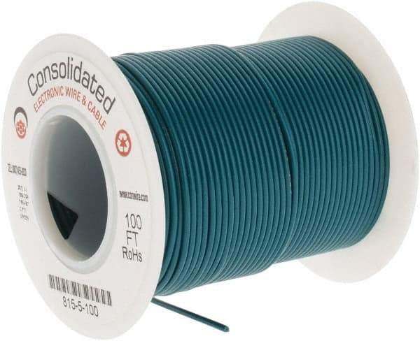 Made in USA - 26 AWG, 7 Strand, 100' OAL, Tinned Copper Hook Up Wire - Green PVC Jacket, 0.051" Diam - Eagle Tool & Supply