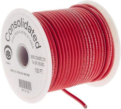 Made in USA - 14 AWG, 41 Strand, 100' OAL, Tinned Copper Hook Up Wire - Red PVC Jacket, 0.136" Diam - Eagle Tool & Supply