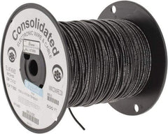 Made in USA - 16 AWG, 26 Strand, 500' OAL, Tinned Copper Hook Up Wire - Black PVC Jacket, 0.117" Diam - Eagle Tool & Supply