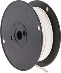 Made in USA - 10 AWG, 105 Strand, 100' OAL, Tinned Copper Hook Up Wire - White PVC Jacket, 0.18" Diam - Eagle Tool & Supply