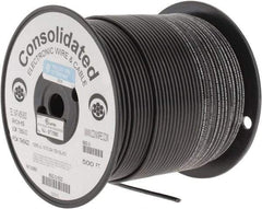 Made in USA - 12 AWG, 65 Strand, 500' OAL, Tinned Copper Hook Up Wire - Black PVC Jacket, 0.155" Diam - Eagle Tool & Supply