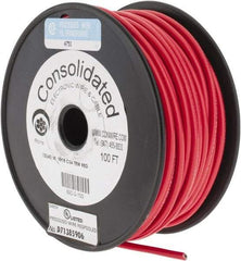 Made in USA - 12 AWG, 65 Strand, 100' OAL, Tinned Copper Hook Up Wire - Red PVC Jacket, 0.155" Diam - Eagle Tool & Supply