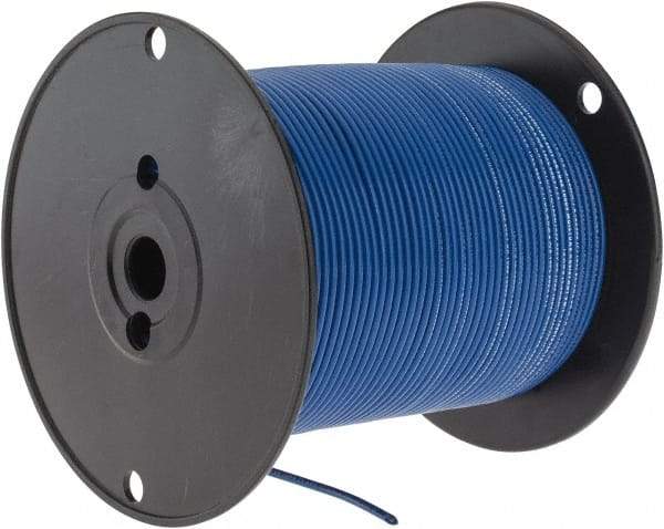 Made in USA - 14 AWG, 41 Strand, 500' OAL, Tinned Copper Hook Up Wire - Blue PVC Jacket, 0.136" Diam - Eagle Tool & Supply