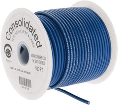 Made in USA - 14 AWG, 41 Strand, 100' OAL, Tinned Copper Hook Up Wire - Blue PVC Jacket, 0.136" Diam - Eagle Tool & Supply