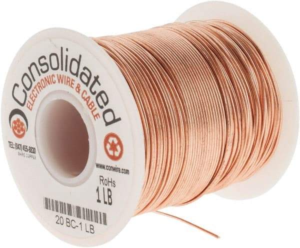 Made in USA - 20 AWG, 0.032 Inch Diameter, 318 Ft., Solid, Grounding Wire - Copper, ASTM B3, QQ-W-343 Type S, RoHS Compliant - Eagle Tool & Supply