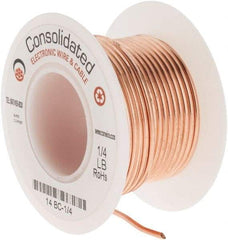 Made in USA - 14 AWG, 0.0641 Inch Diameter, 20 Ft., Solid, Grounding Wire - Copper, ASTM B3, QQ-W-343 Type S, RoHS Compliant - Eagle Tool & Supply