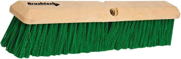 PRO-SOURCE - 18" General Purpose Polypropylene Push Broom - 3" Bristle Length, Plastic Block, Threaded Handle Connection, Handle Sold Separately - Eagle Tool & Supply