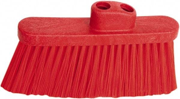 PRO-SOURCE - 10" Wide, Red Polypropylene Bristles, Angled Broom - Threaded Handle, 10 Inch Wide Broom, Red Bristles, Handle Sold Separately - Eagle Tool & Supply