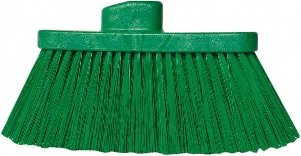 PRO-SOURCE - 10" Wide, Green Polypropylene Bristles, Angled Broom - Threaded Handle, 10 Inch Wide Broom, Green Bristles, Handle Sold Separately - Eagle Tool & Supply