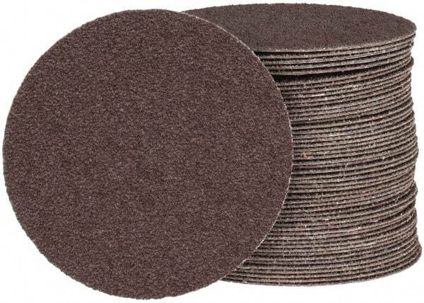 Tru-Maxx - 4" Diam, 50 Grit Aluminum Oxide Adhesive PSA Disc - Coarse Grade, X Weighted Cloth Backing, For Right Angle/Vertical Shaft Portable Grinders - Eagle Tool & Supply