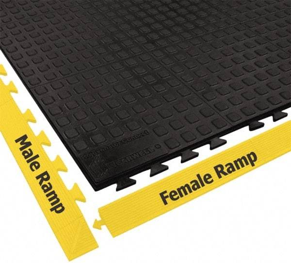 Wearwell - 3' Long x 1' Wide x 5/8" Thick, Anti-Fatigue Modular Matting Tiles - Male & Female, 4 Interlocking Sides, Black, For Dry Areas, Series 502 - Eagle Tool & Supply