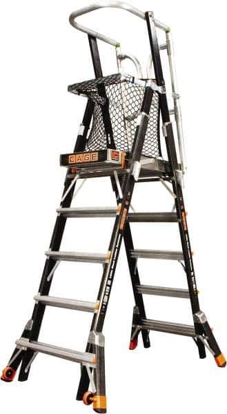 Little Giant Ladder - 108" 8 Step Platform - Rolling Work Platform, 375 Lb Capacity, 108" Platform Height, 45-1/2" Base Width x 87" Base Depth, Aluminum - Eagle Tool & Supply