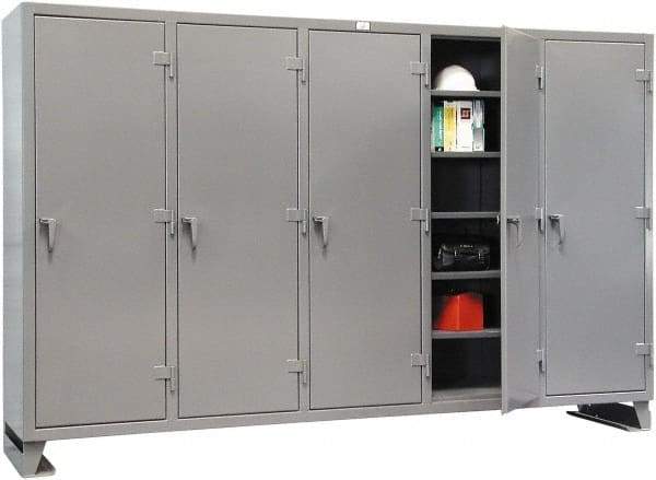 Strong Hold - 20 Shelf Locking Storage Cabinet - Steel, 98" Wide x 24" Deep x 78" High, Dark Gray - Eagle Tool & Supply