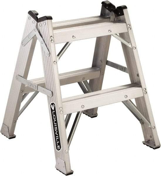 Louisville - 1 Step, 2' High, Type IAA Rating, Aluminum Step Stand - 375 Lb Capacity, 21" Base Width - Eagle Tool & Supply