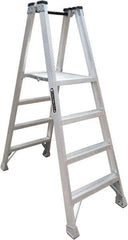 Louisville - 3 Steps, 4' High, Type IA Rating, Aluminum Platform Ladder - 300 Lb Capacity, 25-3/8" Base Width - Eagle Tool & Supply