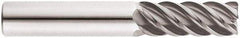 Niagara Cutter - 3/8", 5 Flute, Single End, Solid Carbide, 0.015" Corner Radius End Mill - 2" OAL, 45° Helix, Right Hand Flute, 1/2" LOC, Right Hand Cut - Eagle Tool & Supply